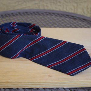 Deo Veritas Navy Red Gray Striped 2.75" Extra Long Cotton Neck Tie